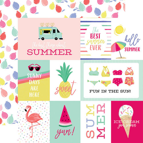 Echo Park - Best Summer Ever Collection - 12 x 12 Double Sided Paper - Journaling Cards