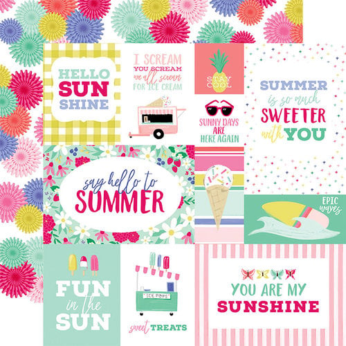 Echo Park - Best Summer Ever Collection - 12 x 12 Double Sided Paper - Multi Journaling Cards