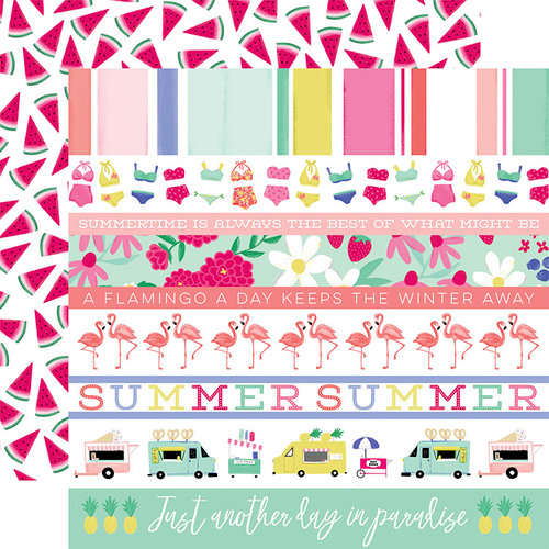 Echo Park - Best Summer Ever Collection - 12 x 12 Double Sided Paper - Border Strips