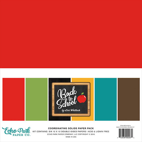 Echo Park - Back to School Collection - 12 x 12 Paper Pack - Solids