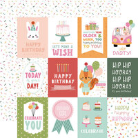 Echo Park - A Birthday Wish Girl Collection - 12 x 12 Double Sided Paper - 3 x 4 Journaling Cards