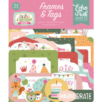Echo Park - A Birthday Wish Girl Collection - Ephemera - Frames and Tags