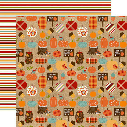 Echo Park - Celebrate Autumn Collection - 12 x 12 Double Sided Paper - Pumpkin Farm