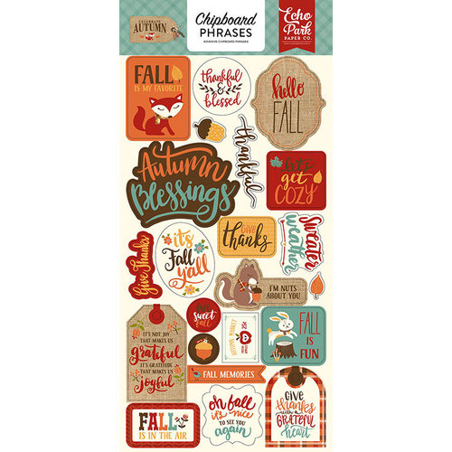 Echo Park - Celebrate Autumn Collection - Chipboard Stickers - Phrases