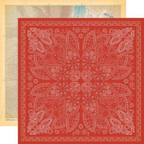 Carta Bella Paper - Cowboys Collection - 12 x 12 Double Sided Paper - Red Bandana