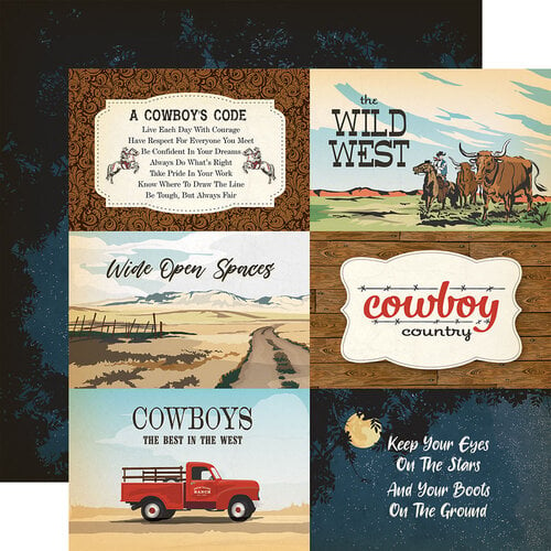 Carta Bella Paper - Cowboys Collection - 12 x 12 Double Sided Paper - 6 x 4 Journaling Cards