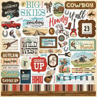 Echo Park - Cowboys Collection - 12 x 12 Cardstock Stickers - Elements