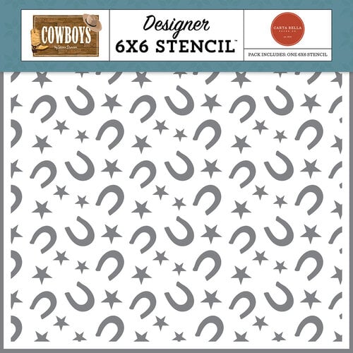 Carta Bella Paper - Cowboys Collection - 6 x 6 Stencils - Horseshoe And Stars