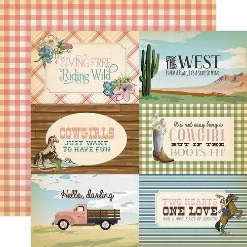 Carta Bella Paper - Cowgirl Collection - 12 x 12 Double Sided Paper - 6 x 4 Journaling Cards