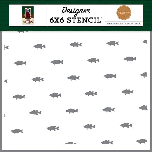 Carta Bella Paper - Gone Fishing Collection - 6 x 6 Stencil - Eat Sleep Fish Repeat