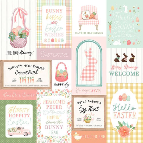 Carta Bella Paper - Here Comes Easter Collection - 12 x 12 Double Sided Paper - Multi Journaling Cards