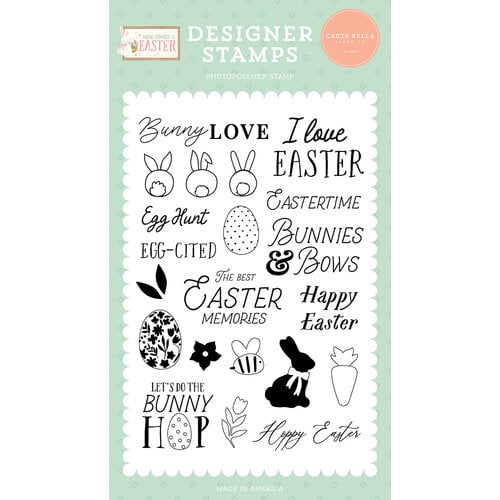 Carta Bella Paper - Here Comes Easter Collection - Clear Photopolymer Stamps - Bunny Hop