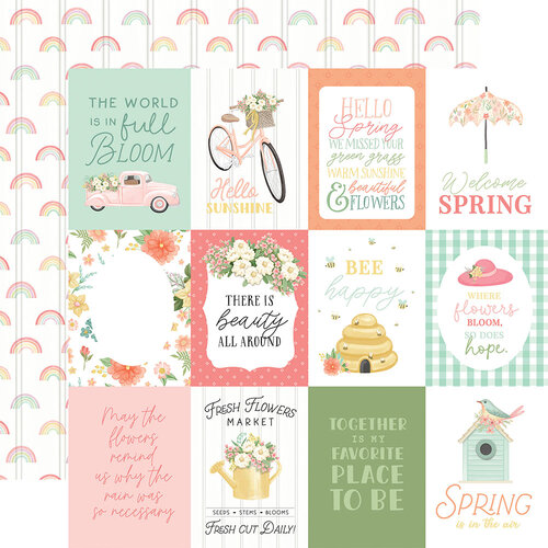 Carta Bella Paper - Here Comes Spring Collection - 12 x 12 Double Sided Paper - 3 x4 Journaling Cards