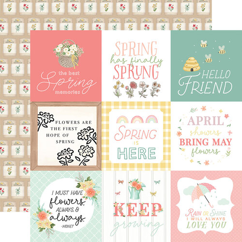 Carta Bella Paper - Here Comes Spring Collection - 12 x 12 Double Sided Paper - 4 x 4 Journaling Cards