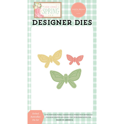 Carta Bella Paper - Here Comes Spring Collection - Designer Dies - Etched Butterflies