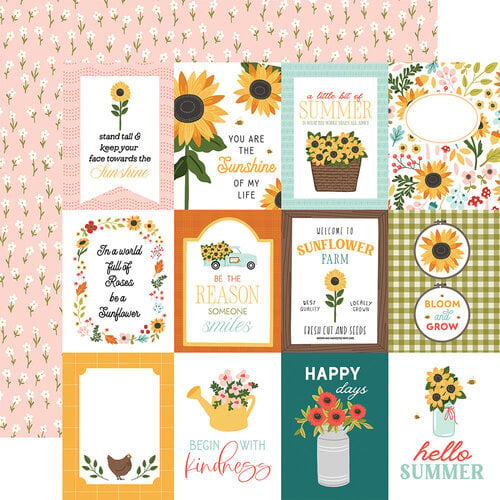 Carta Bella Paper - Sunflower Summer Collection - 12 x 12 Double Sided Paper - 3 x 4 Journaling Cards