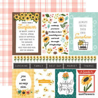 Echo Park - Sunflower Summer Collection - 12 x 12 Double Sided Paper - Multi Journaling Cards