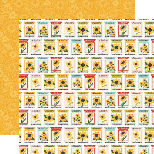 Carta Bella Paper - Sunflower Summer Collection - 12 x 12 Double Sided Paper - Sunflower Seed Packets