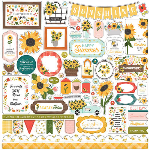 Carta Bella Paper - Sunflower Summer Collection - 12 x 12 Cardstock Stickers - Elements