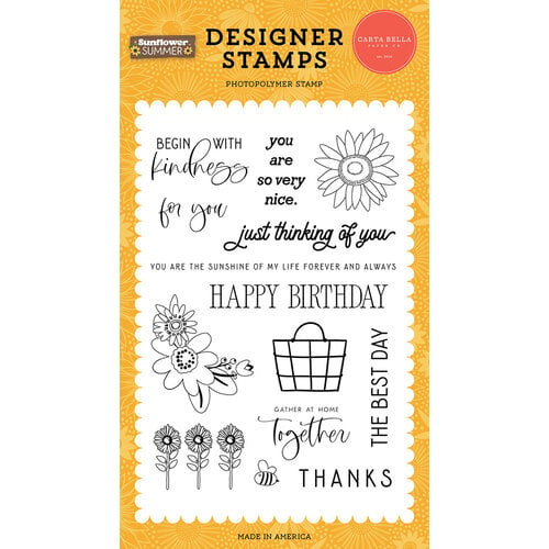 Carta Bella Paper - Sunflower Summer Collection - Clear Photopolymer Stamps - Begin With Kindness