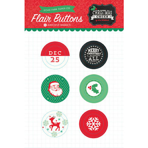 Echo Park - Christmas Cheer Collection - Adhesive Flair Buttons