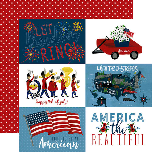 Echo Park - Celebrate America Collection - 12 x 12 Double Sided Paper - 4 x 6 Journaling Cards