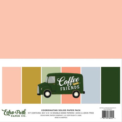 Echo Park - Coffee and Friends Collection - 12 x 12 Paper Pack - Solids