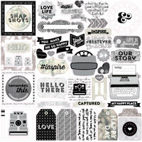 Echo Park - Capture Life Collection - Black and White - 12 x 12 Cardstock Stickers - Elements