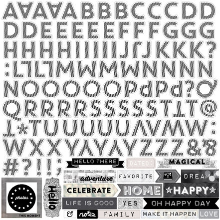 Echo Park - Capture Life Collection - Black and White - 12 x 12 Cardstock Stickers - Alphabet