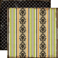 Echo Park - Chillingsworth Manor Collection - Halloween - 12 x 12 Double Sided Paper - Damask Stripe