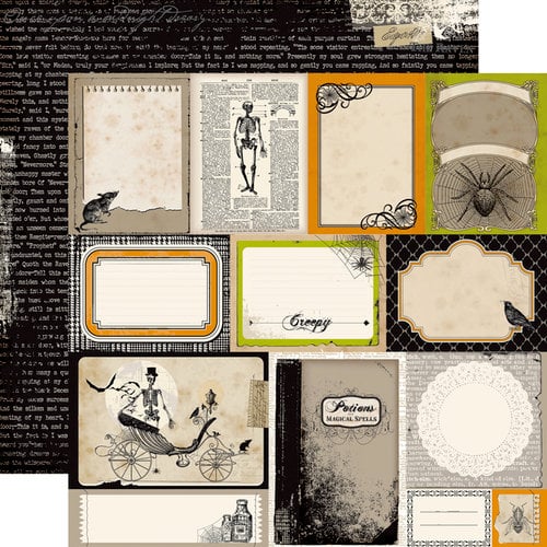 Echo Park - Chillingsworth Manor Collection - Halloween - 12 x 12 Double Sided Paper - Journaling Cards