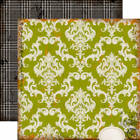 Echo Park - Chillingsworth Manor Collection - Halloween - 12 x 12 Double Sided Paper - Green Damask