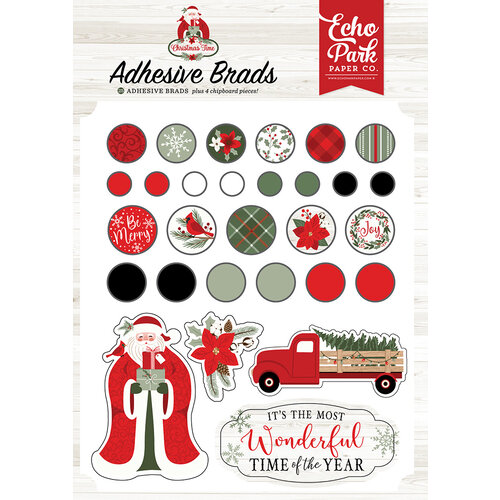 Echo Park - Christmas Time Collection - Self Adhesive Decorative Brads