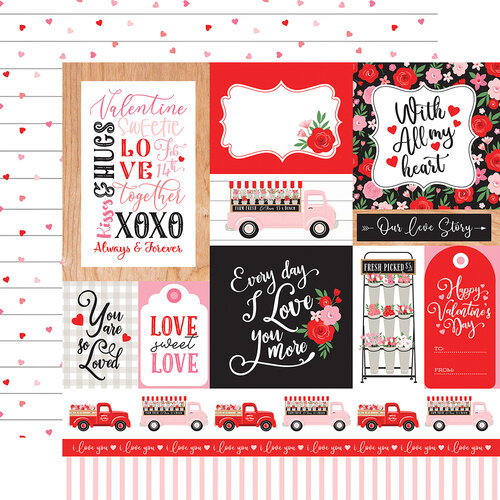 Echo Park - Cupid and Co. Collection - 12 x 12 Double Sided Paper - Multi Journaling Cards