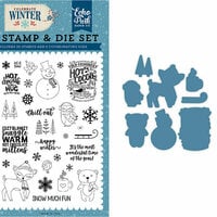 Echo Park - Celebrate Winter Collection - Designer Die and Clear Acrylic Stamp Set - Happy Winter