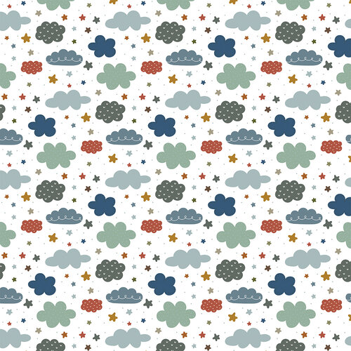 Echo Park - Dream Big Little Boy Collection - 12 x 12 Double Sided Paper - Curious Clouds