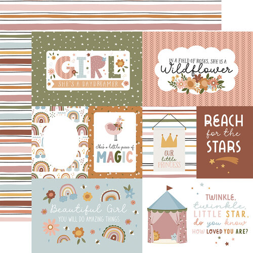 Echo Park - Dream Big Little Girl Collection - 12 x 12 Double Sided Paper - Multi Journaling Cards