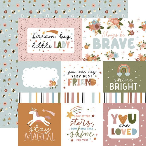 Echo Park - Dream Big Little Girl Collection - 12 x 12 Double Sided Paper - Journaling Cards