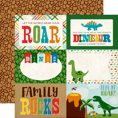 Echo Park - Dino Friends Collection - 12 x 12 Double Sided Paper - 4 x 6 Journaling Cards
