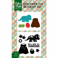 Echo Park - Dino Friends Collection - Designer Die and Clear Acrylic Stamp Set - So Rawrsome