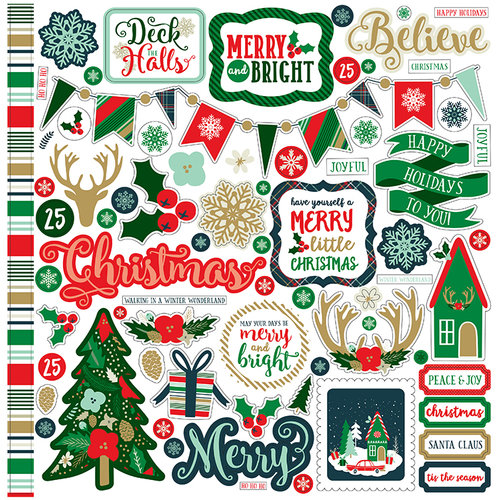 Echo Park - Deck the Halls Collection - Christmas - 12 x 12 Cardstock Stickers - Elements