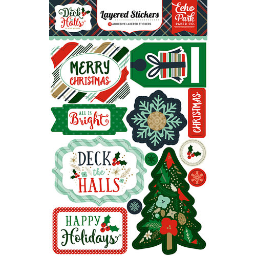 Echo Park - Deck the Halls Collection - Christmas - Layered Stickers