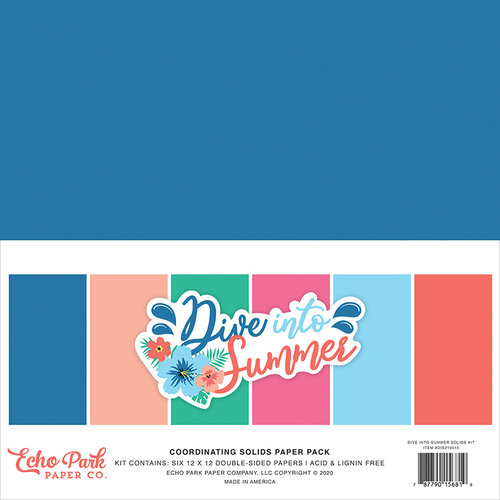Echo Park - Dive Into Summer Collection - 12 x 12 Solids Paper Pack