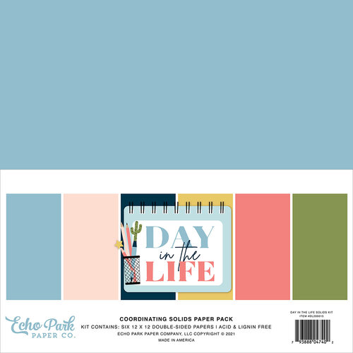 Echo Park - Day In The Life Collection - 12 x 12 Paper Pack - Solids
