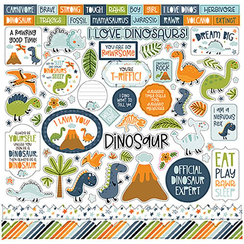 Echo Park - Dino-Mite Collection - 12 x 12 Cardstock Stickers - Elements