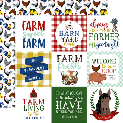 Echo Park - Down on the Farm Collection - 12 x 12 Double Sided Paper - 4 x 4 Journaling Cards