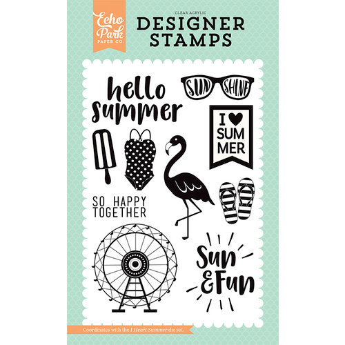 Echo Park - Summer Dreams Collection - Clear Acrylic Stamps - I Heart Summer
