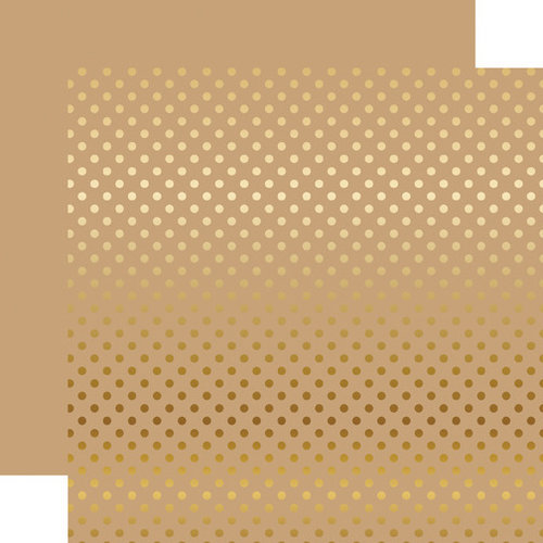 Echo Park - Dots and Stripes Collection - Gold Foil - 12 x 12 Double Sided Paper with Foil Accents - Tan