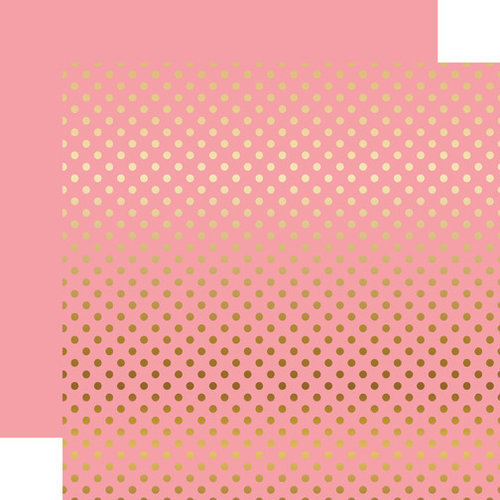 Echo Park - Dots and Stripes Collection - Gold Foil - 12 x 12 Double Sided Paper with Foil Accents - Pink