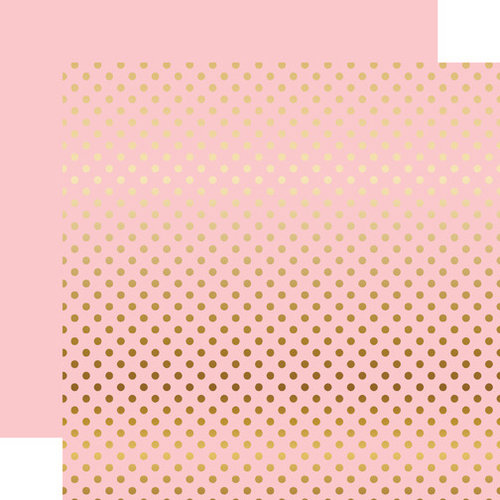 Echo Park - Dots and Stripes Collection - Gold Foil - 12 x 12 Double Sided Paper with Foil Accents - Light Pink
